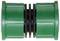 Connecteur de tuyau d'arrosage de jardin vert en plastique, composé de deux embouts verts et d'un élément central noir.