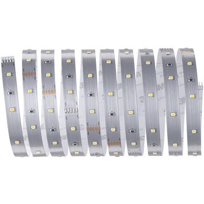 Un ruban LED enroulé avec des LED blanches sur un support argenté.