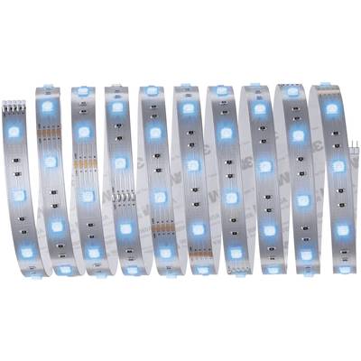 Une barre lumineuse à LED avec des LED bleues carrées sur un ruban flexible, adaptée à l'éclairage décoratif ou fonctionnel.