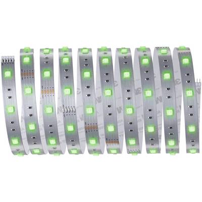 Une bande lumineuse à LED avec plusieurs LED vertes illuminées sur un circuit imprimé flexible. Idéal pour un éclairage décoratif.