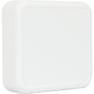Un boîtier simple, blanc et carré en plastique ; probablement un couvercle ou un boîtier pour des appareils électroniques.
