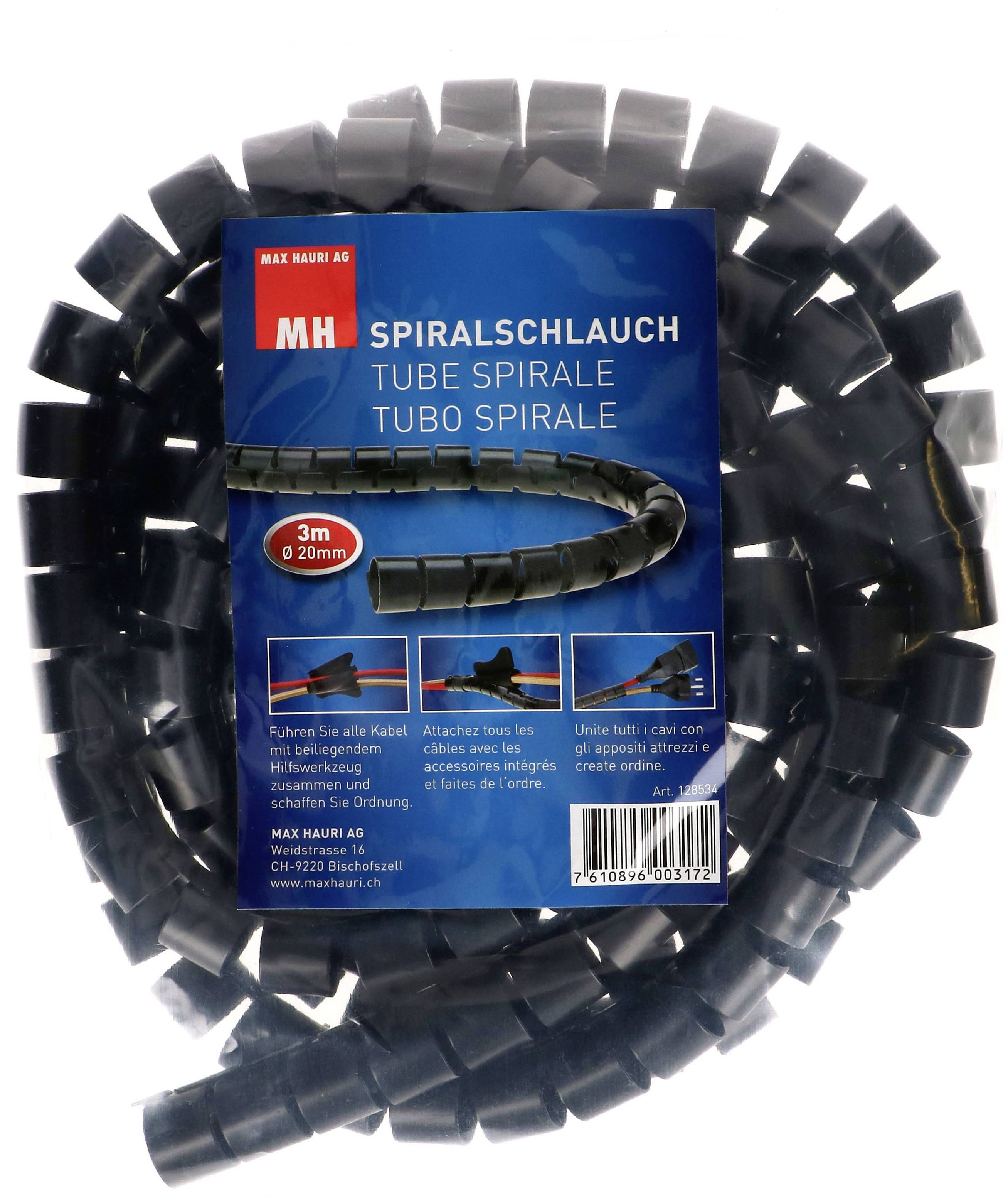Protection de câble en spirale en plastique, longueur 3 mètres, diamètre 0-20 mm, pour le regroupement et l'organisation des câbles. Emballage bleu.
