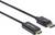 Un câble adaptateur noir avec une fiche HDMI d'un côté et une fiche DisplayPort de l'autre. Marque 'manhattan'.