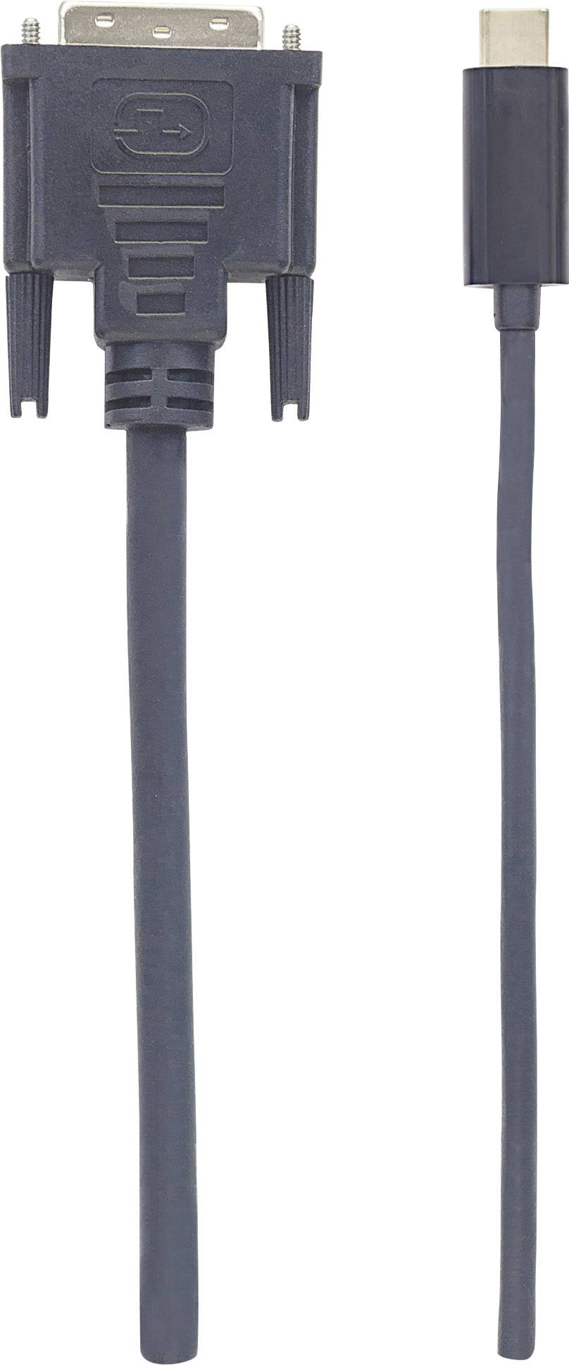 Câble adaptateur DVI vers DisplayPort, couleur noire, connecteur DVI à gauche, connecteur DisplayPort à droite, pour la connexion d'appareils.