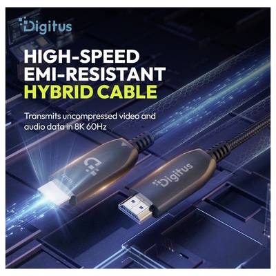 Câble de raccordement Digitus HDMI Fiche mâle HDMI-A, Fiche mâle HDMI-A 15.00 m noir AK-330126-150-S 8K UHD, blindage do-7