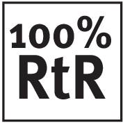 '100% RtR' en blanc sur fond noir.