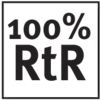 '100% RtR' en blanc sur fond noir.