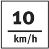 La mention « Vitesse 10 km/h » sur un panneau noir signifie limite de vitesse.