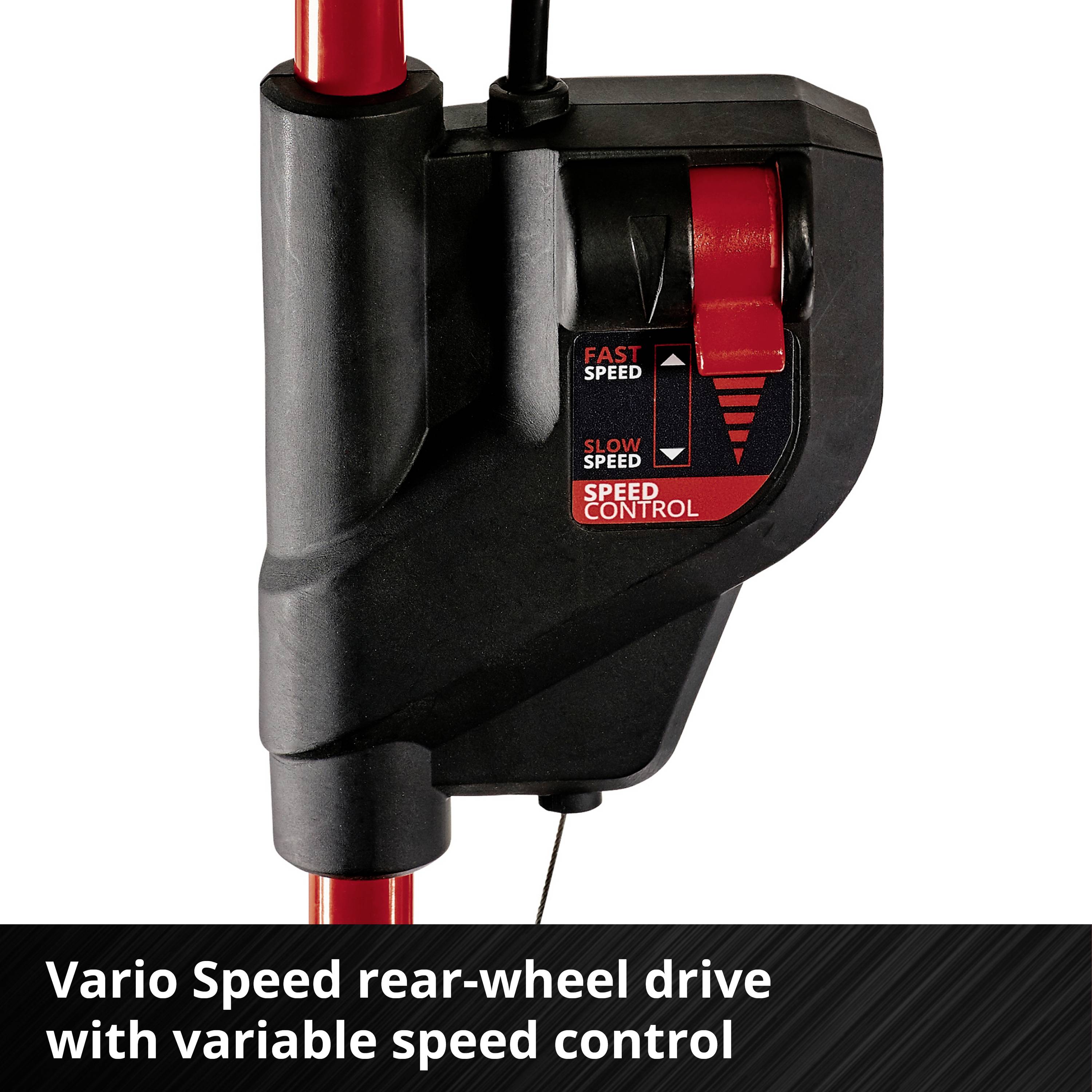 Vitesse variable Vario Speed avec transmission arrière et régulation de vitesse variable. Un appareil avec un levier rouge pour le contrôle de la vitesse.