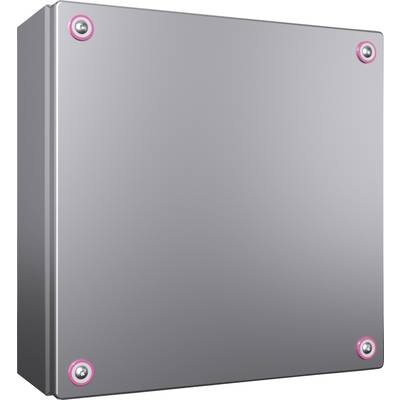 Boîte métallique avec quatre vis visibles aux coins. Surface lisse, probablement un boîtier ou un coffret électrique.