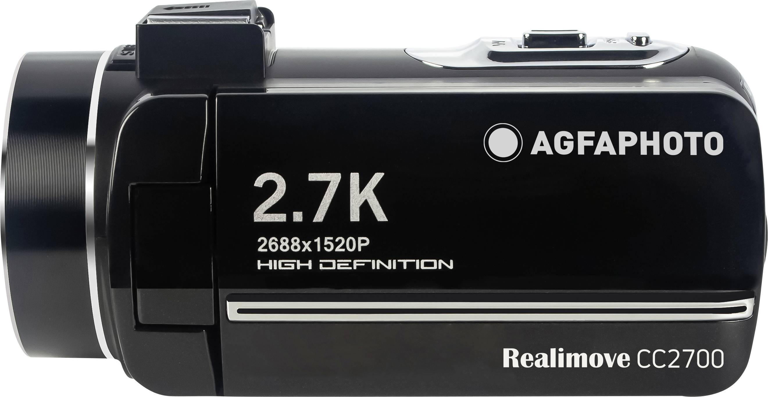 Appareil photo numérique AGFAPHOTO Realimove CC2700, noir, avec résolution 2,7K, enregistrement vidéo 2688x1520P, adapté aux films HD et aux photos.