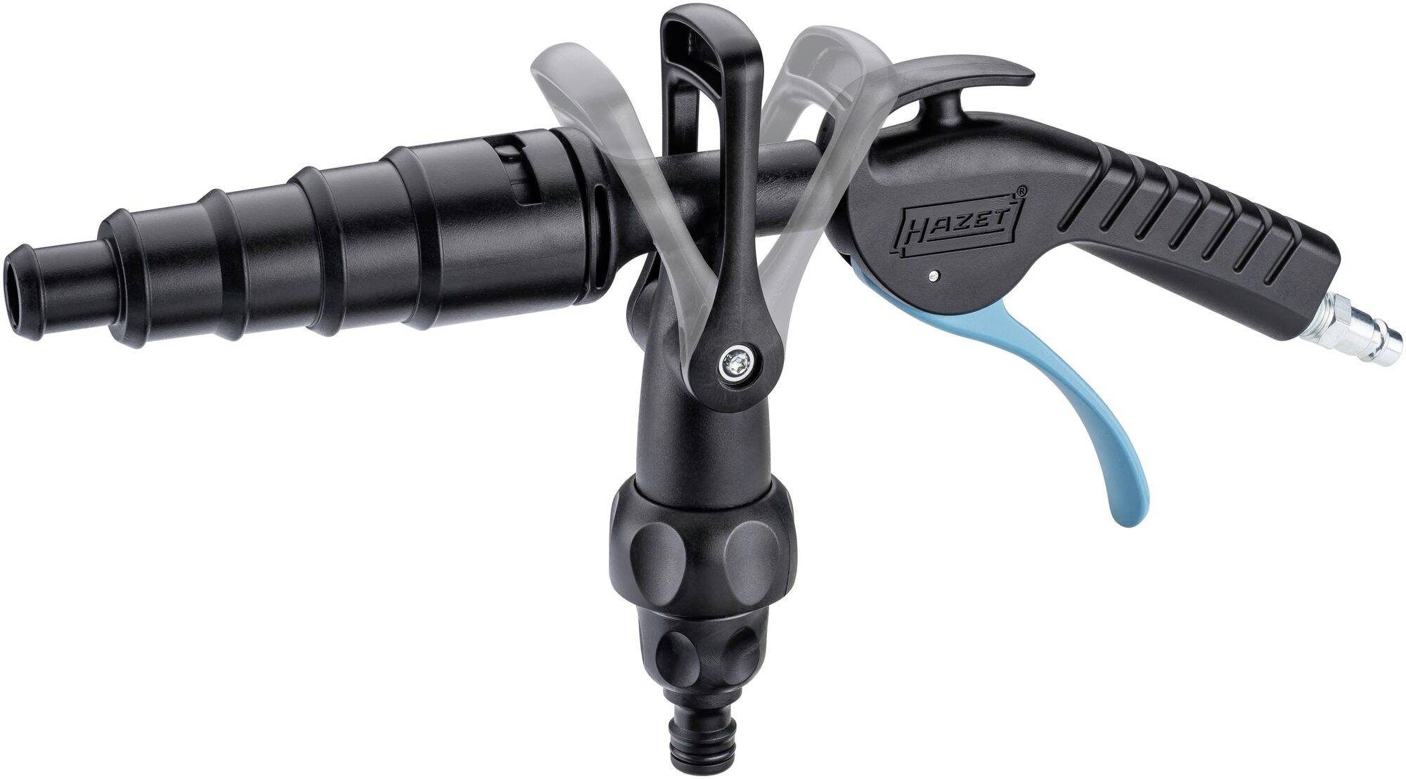 Pistolet de soufflage pneumatique avec poignée ergonomique et buse réglable, adapté pour le nettoyage et le séchage précis.