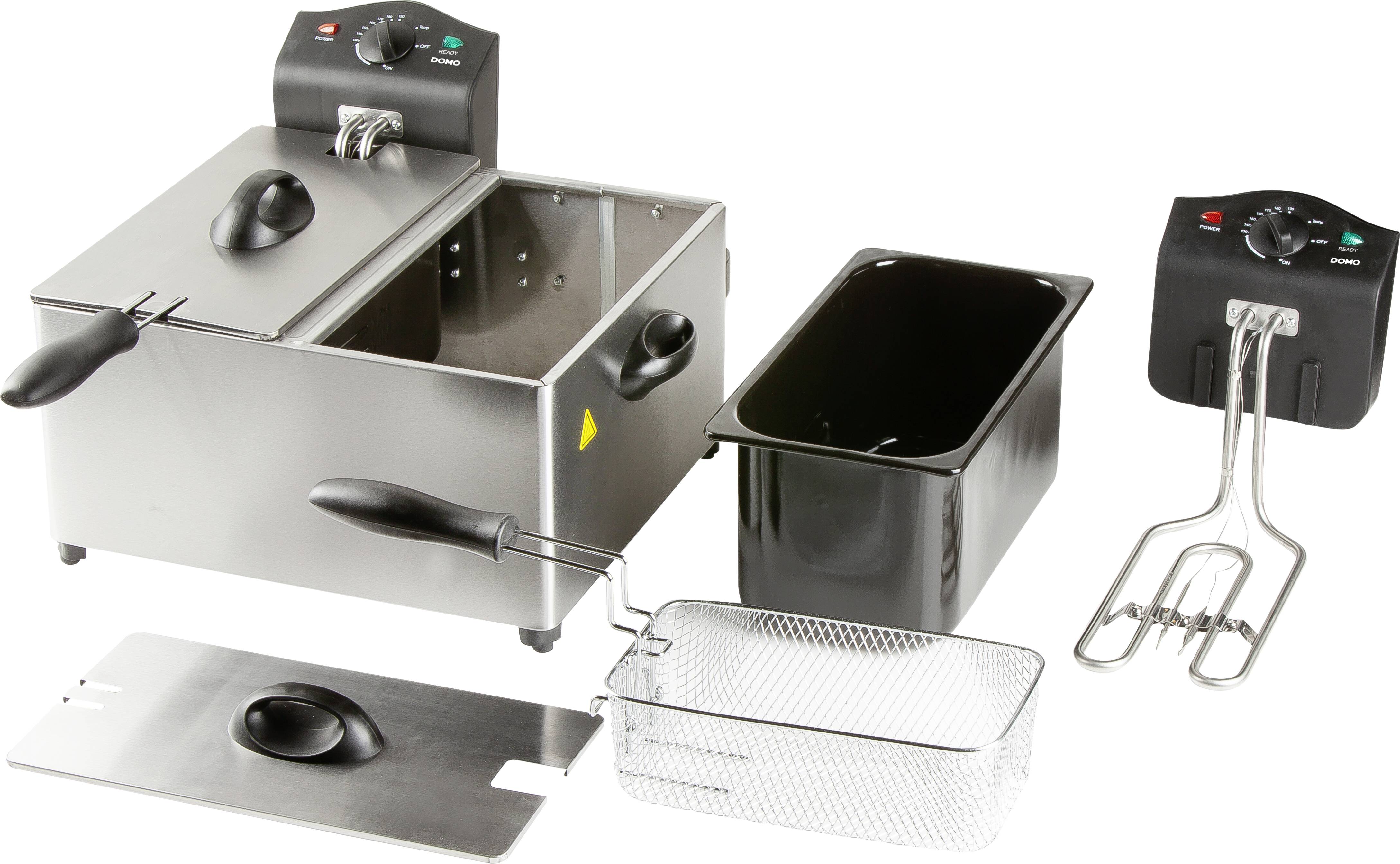 DOMO DO560FR Friteuse double 6 l 3500 tr/min W voyant lumineux acier inoxydable, noir-3