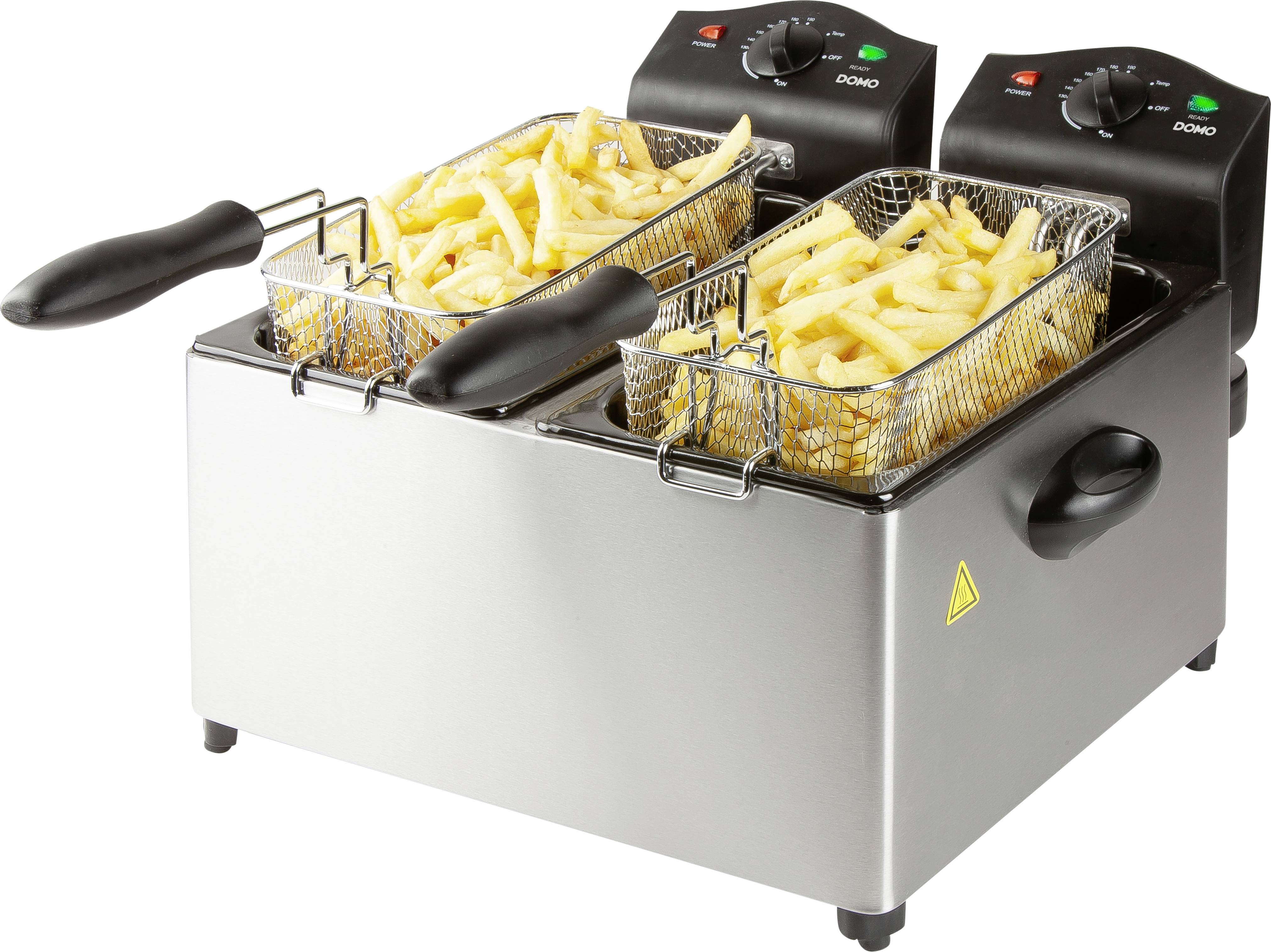 DOMO DO560FR Friteuse double 6 l 3500 tr/min W voyant lumineux acier inoxydable, noir-5