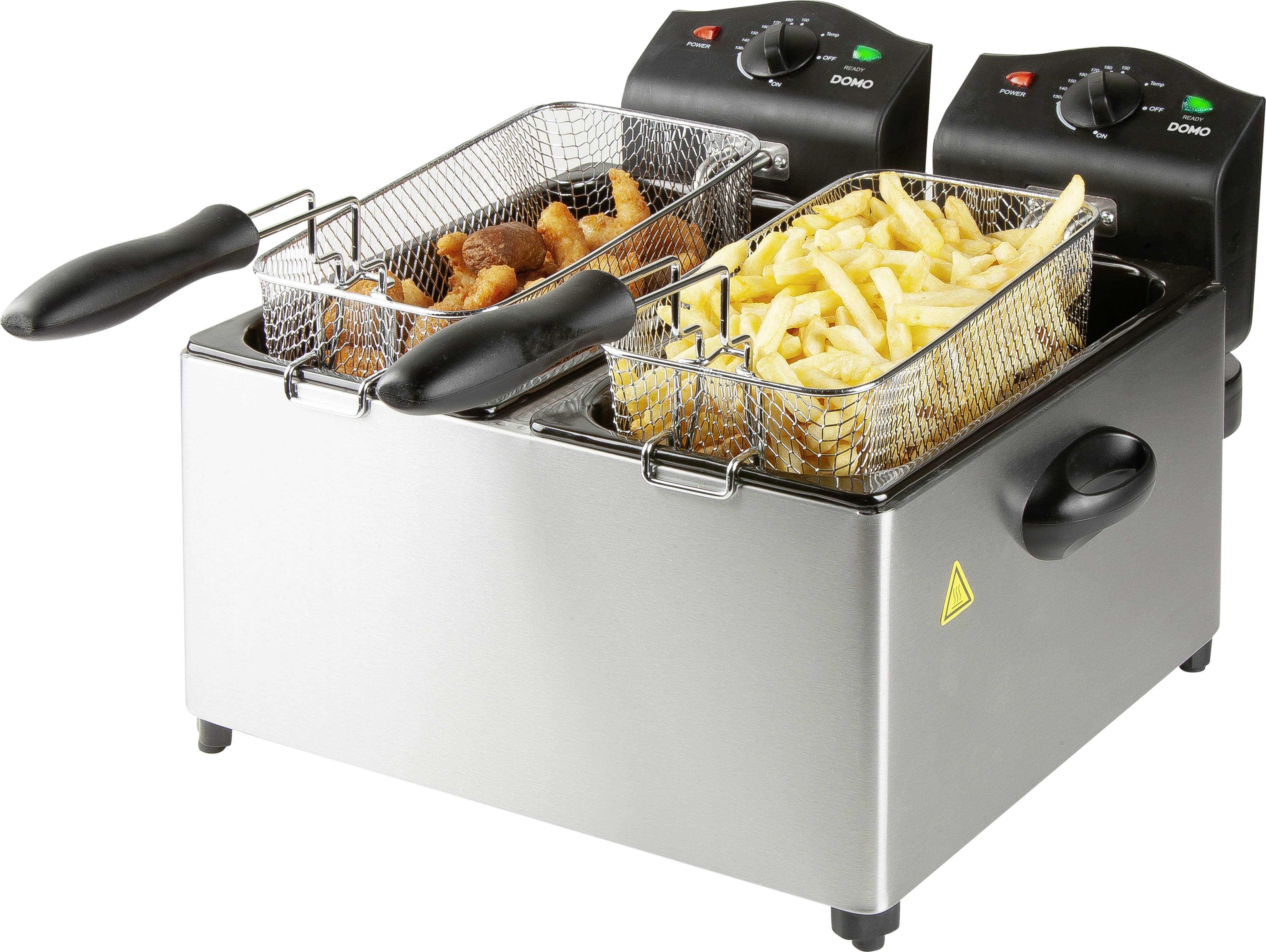 DOMO DO560FR Friteuse double 6 l 3500 tr/min W voyant lumineux acier inoxydable, noir-6