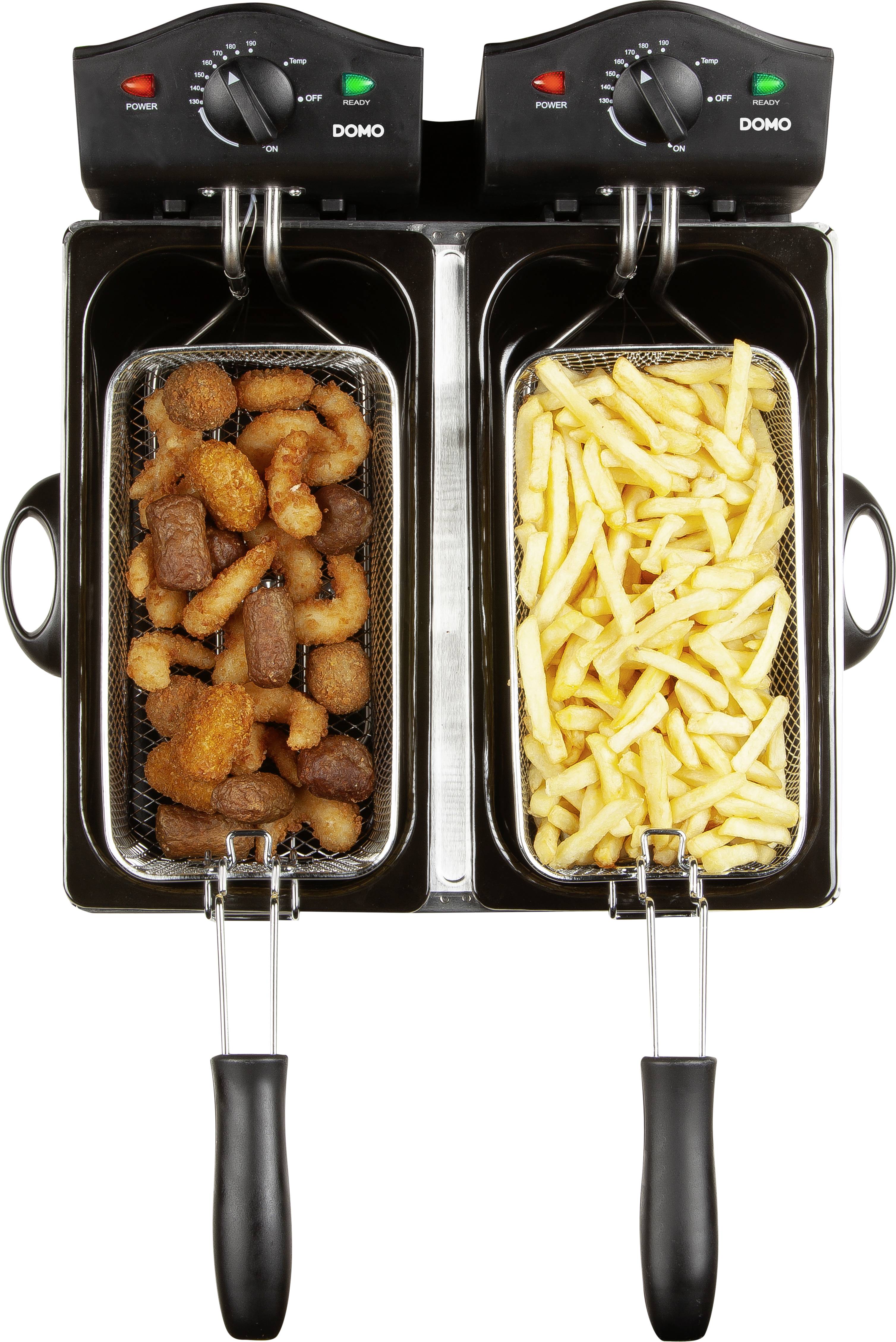 DOMO DO560FR Friteuse double 6 l 3500 tr/min W voyant lumineux acier inoxydable, noir-10