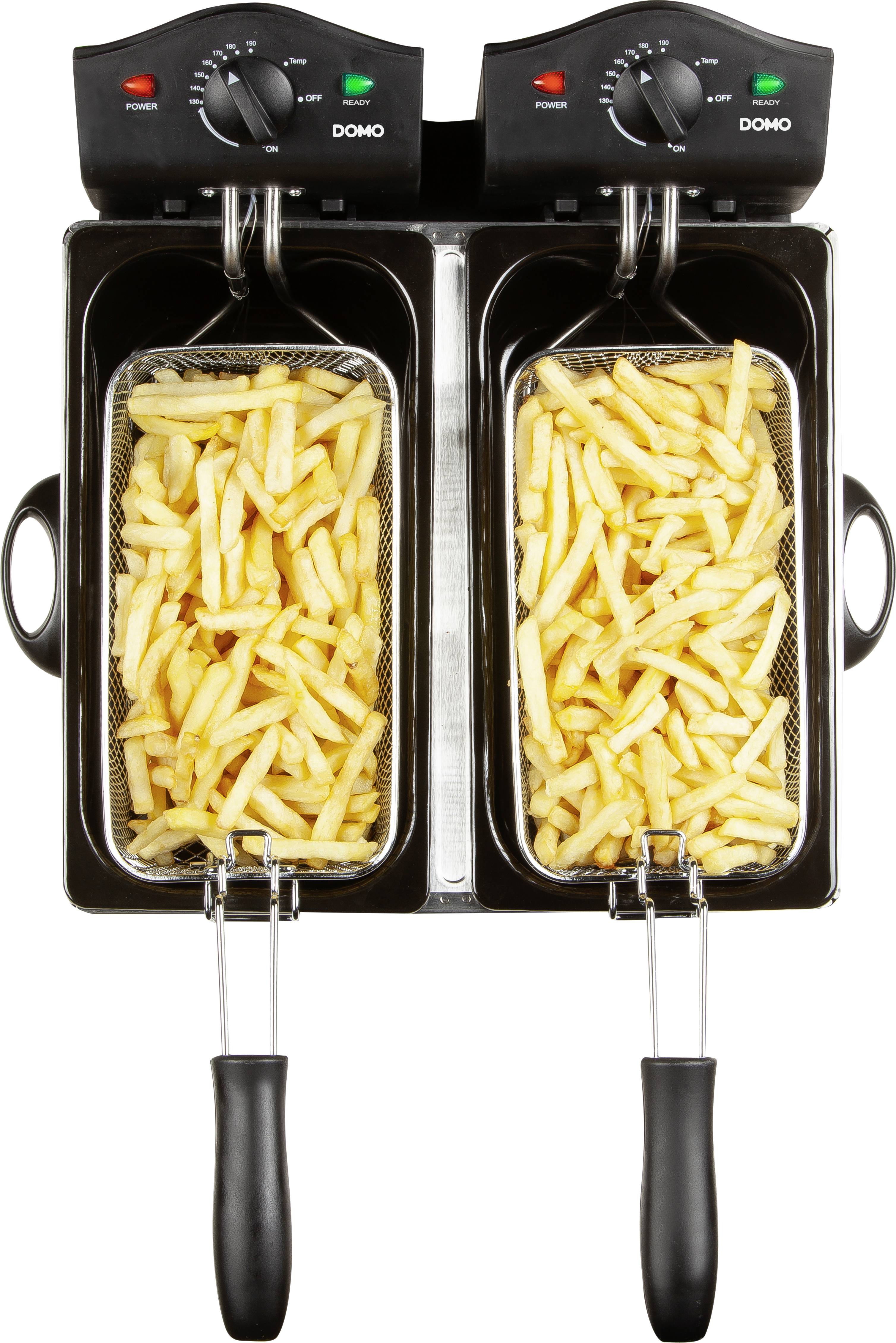 DOMO DO560FR Friteuse double 6 l 3500 tr/min W voyant lumineux acier inoxydable, noir-11