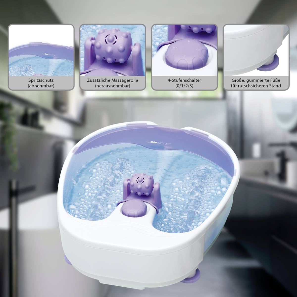 Clatronic FM 3389 Appareil de massage pour les pieds 90 W blanc, violet-3