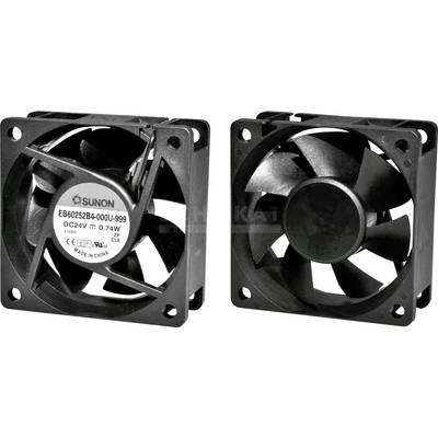 Deux ventilateurs noirs de taille et de forme identiques. Tous deux possèdent cinq pales et montrent respectivement leur face avant et arrière.