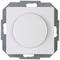 Variateur de lumière blanc, rond, avec cadre métallique, adapté pour une installation murale.