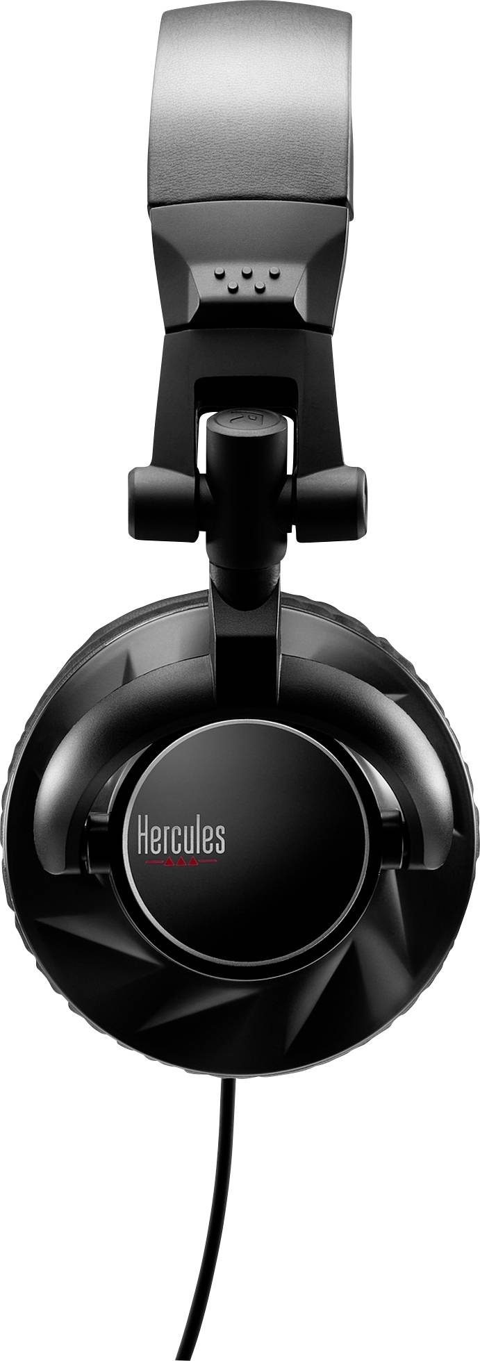 Casque audio noir over-ear avec l'inscription 'Hercules' sur un écouteur, présentant un design moderne.