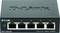 Un commutateur réseau noir à 5 ports de la marque D-Link, modèle DGS-1100-05V2. Les ports sont numérotés et équipés de voyants LED.