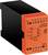Un module électronique orange rectangulaire avec plusieurs connexions étiquetées et un schéma de circuit imprimé.