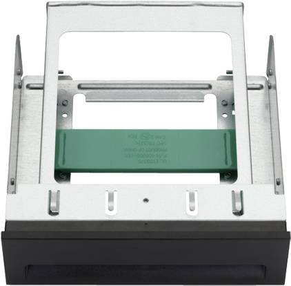 Un cadre de montage vide pour disque dur compatible avec les lecteurs de 2,5 et 3,5 pouces, sur fond blanc.