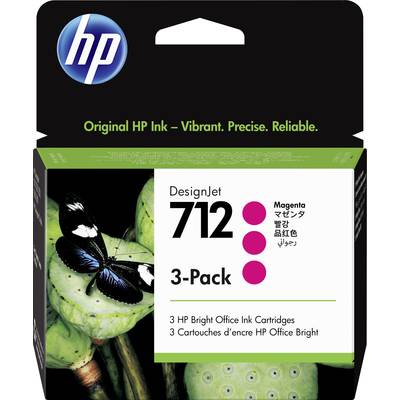 Cartouche d'encre HP DesignJet 712, pack de 3, Magenta. Encre HP originale pour des impressions vibrantes, précises et fiables.