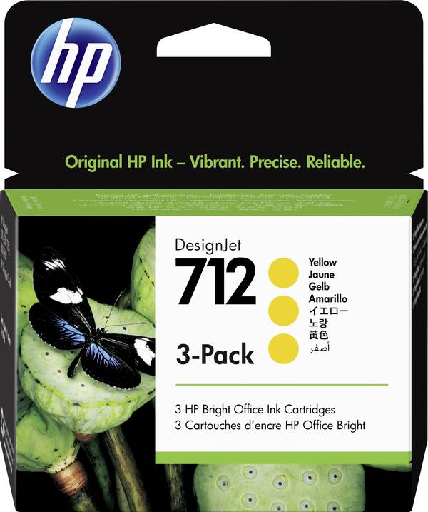 HP Encre 712 d'origine paquet de 3 jaune 3ED79A