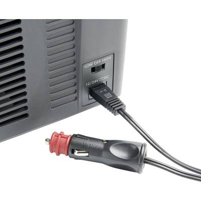 Appareil de connexion d'alimentation avec interrupteur pour les réglages de puissance faible, arrêt et élevée. Câble avec adaptateur automobile pour connexion DC 12/24V.