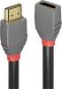 Rallonge LINDY HDMI Fiche mâle HDMI-A, Prise femelle HDMI-A 0.50 m anthracite, noir, rouge 36475 4K UHD, contacts dorés Câble HDMI
