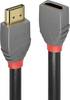 Rallonge LINDY HDMI Fiche mâle HDMI-A, Prise femelle HDMI-A 2.00 m anthracite, noir, rouge 36477 4K UHD, contacts dorés Câble HDMI