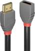 Rallonge LINDY HDMI Fiche mâle HDMI-A, Prise femelle HDMI-A 3.00 m anthracite, noir, rouge 36478 4K UHD, contacts dorés Câble HDMI