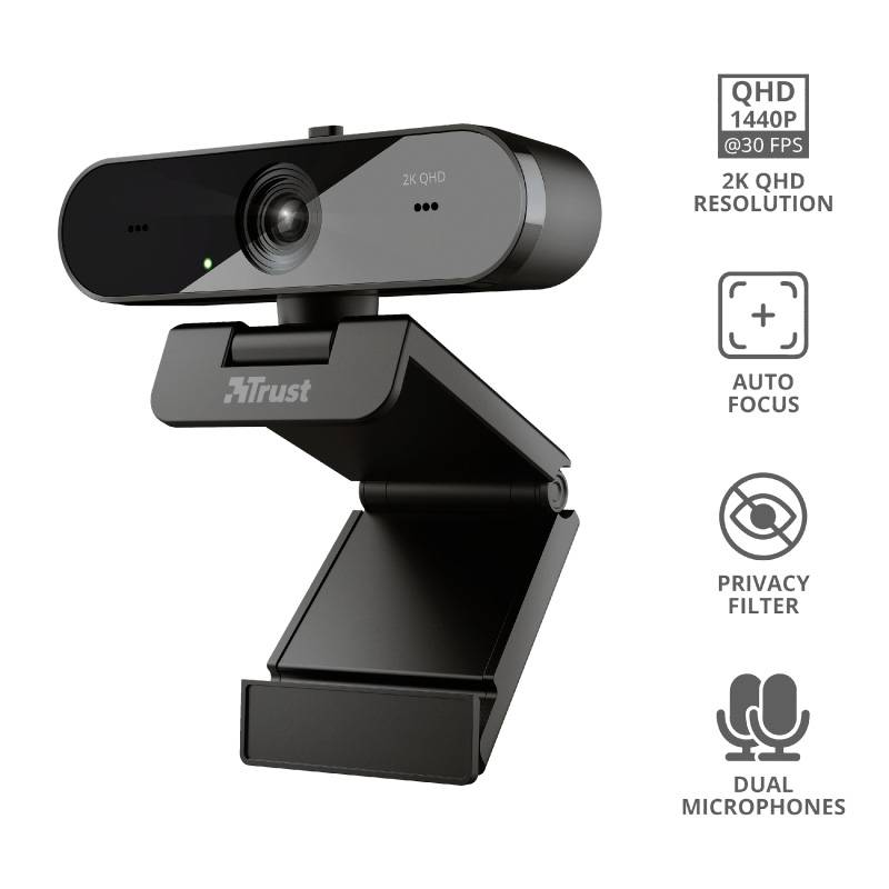 Trust Taxon Webcam 2560 x 1440 Pixel support à pince-10