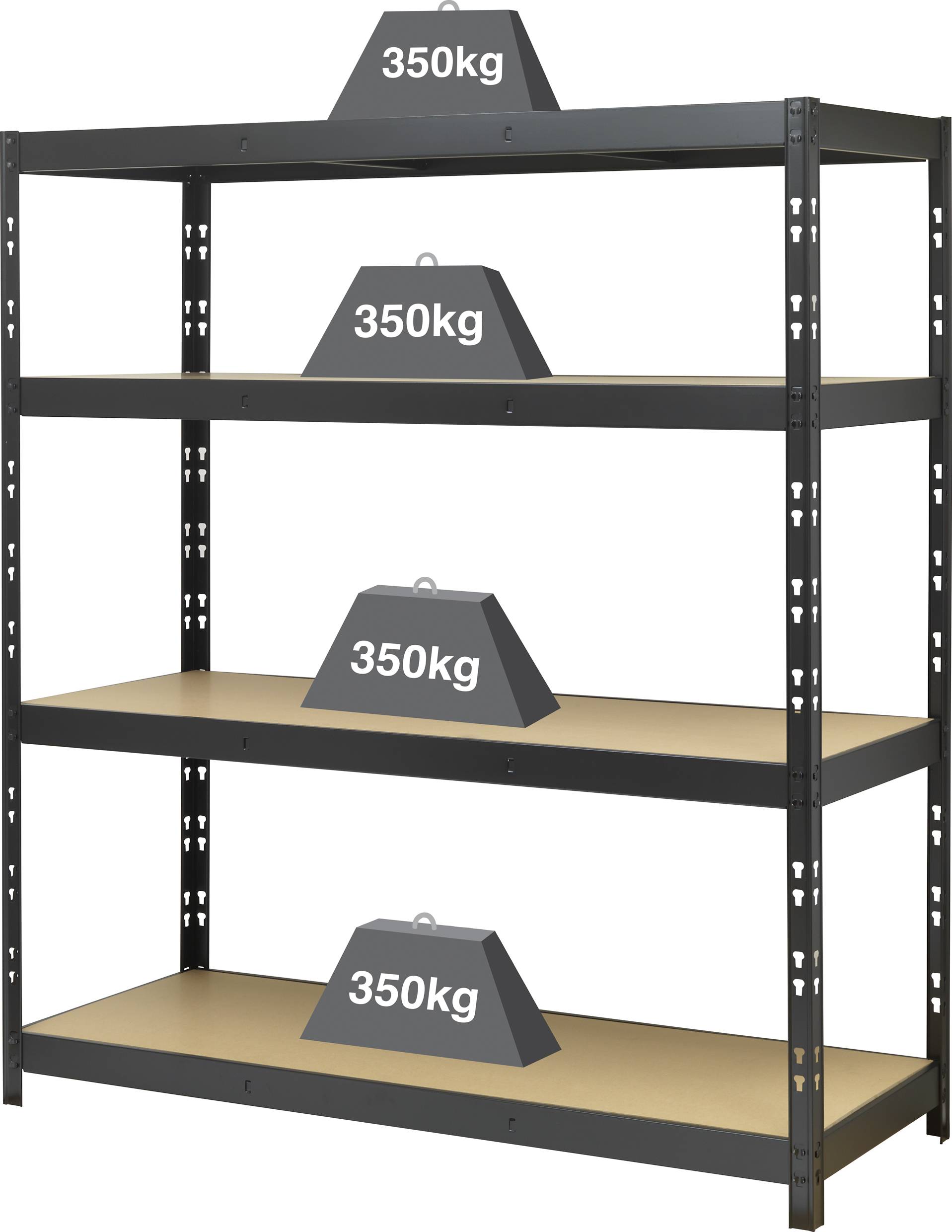 4x Rayonnage étagère d'atelier robuste stockage rangement 5 panneaux MDF  750 kg