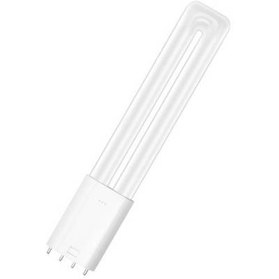Un tube fluorescent LED blanc en forme de U, avec des contacts de prise à l'extrémité inférieure.