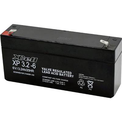 XCell XP 3.2 - 6 XCEXP3.26 Batterie au plomb 6 V 3.2 Ah plomb (AGM) (l x H x P) 134 x 67 x 35 mm cosses plates 4,8 mm sa