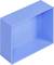 Un récipient en plastique bleu rectangulaire et vide, vu en perspective.