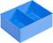 Un conteneur en plastique bleu rectangulaire avec trois compartiments de taille égale.