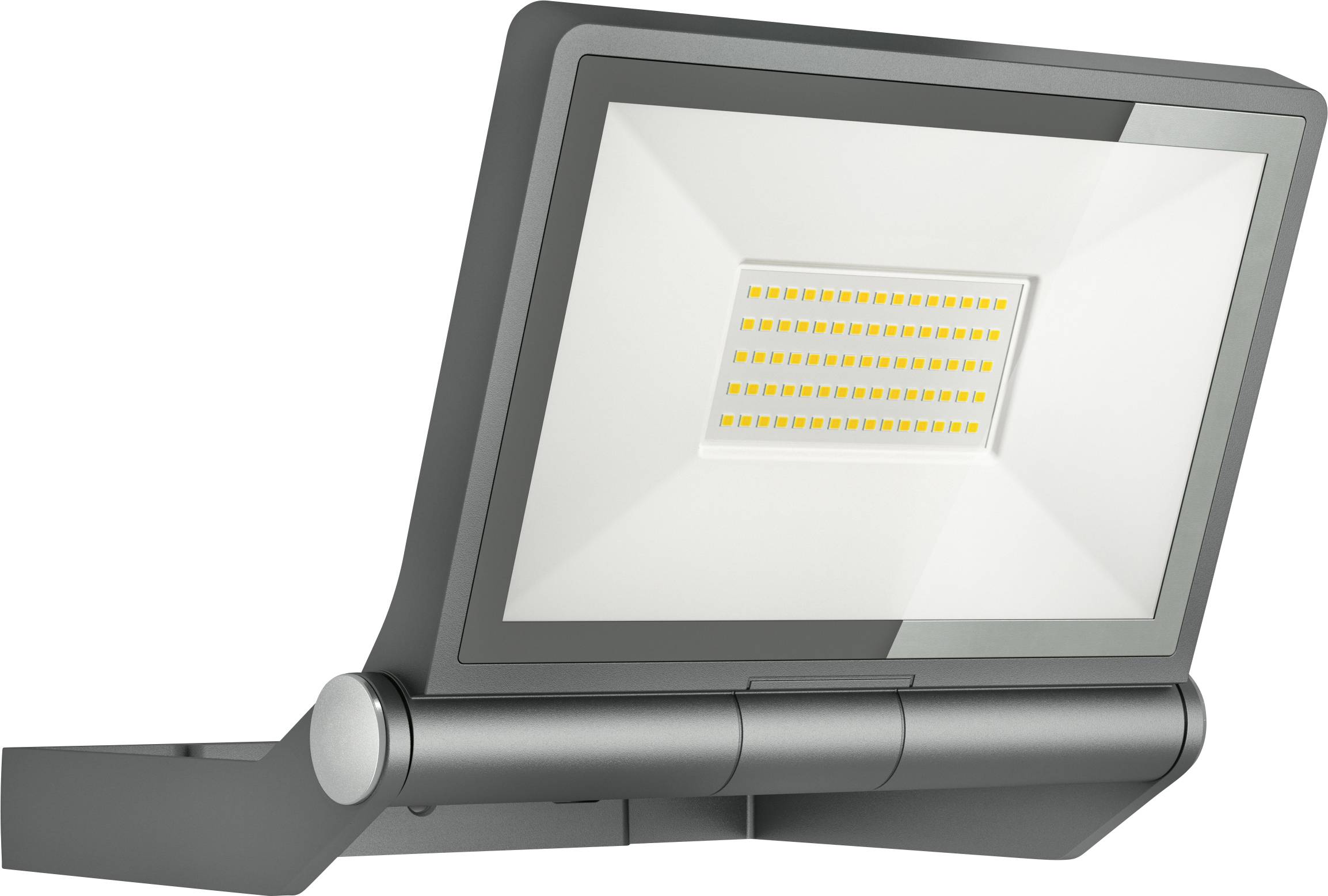 Projecteurs LED extérieurs plats au design moderne, montés sur un support mural. Adaptés à l'éclairage des espaces extérieurs.