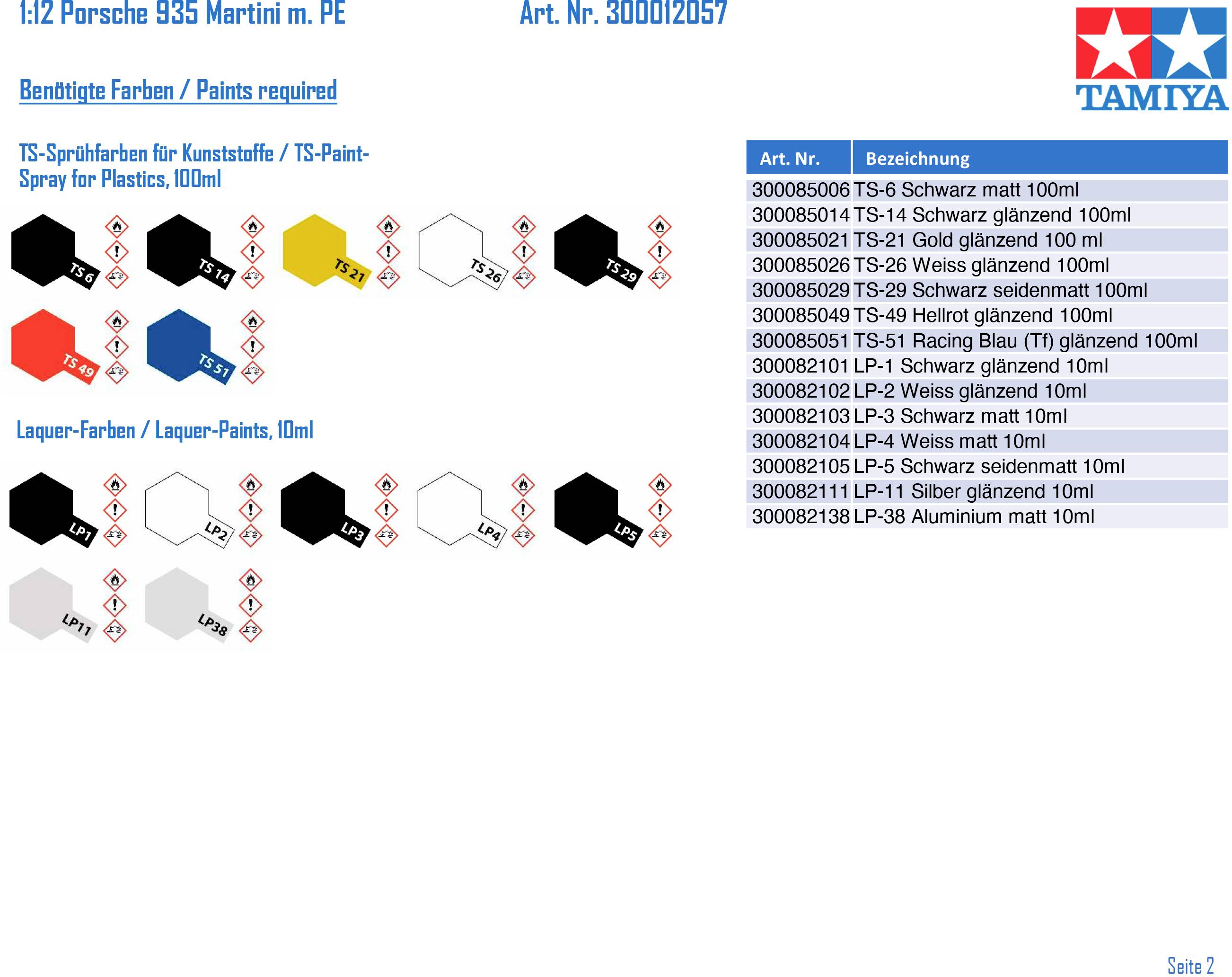 Tamiya 300012057 Porsche 935 Martini m. PE Maquette de voiture 1:12-12