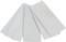 Cinq serviettes en papier blanches disposées en éventail sur un fond blanc.