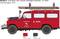 Véhicule de pompiers rouge Land Rover 109 de 1975, Corps de sapeurs-pompiers volontaires de St. Urban, Autriche, avec échelle et équipement.