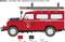Un véhicule de pompiers rouge, Land Rover 109, du Hampshire County Fire Service de 1975, portant l'inscription 'HAMPSHIRE FIRE SERVICE'.