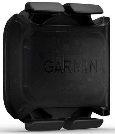 Capteur carré noir avec des coins arrondis portant l'inscription 'GARMIN' sur la face avant, probablement destiné aux vélos.