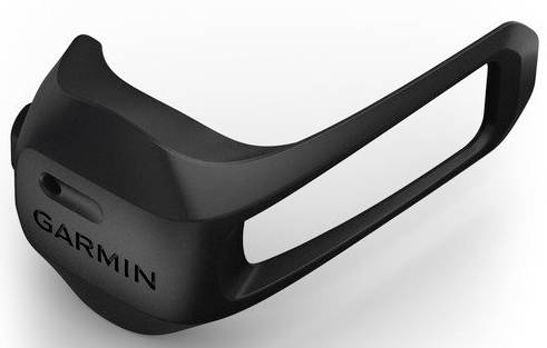 Image en noir et blanc d'un boîtier noir d'un appareil Garmin. Le boîtier présente des angles lisses et un design rectangulaire ouvert.