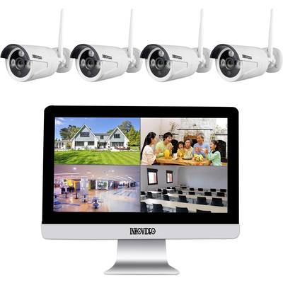   Inkovideo  INKO-WM-224  iwm224  Wi-Fi  IP-Set pour caméra de surveillance4 canauxavec 4 caméras1920 x 1080 pixels