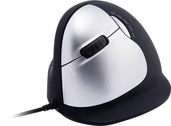 R-GO Tools HE (RGOHELELA) Souris ergonomique USB Taille: L optique noir,argent 5 Boutons 500 dpi, 1500 dpi, 2000 dpi, 3500 dpi ergonomique