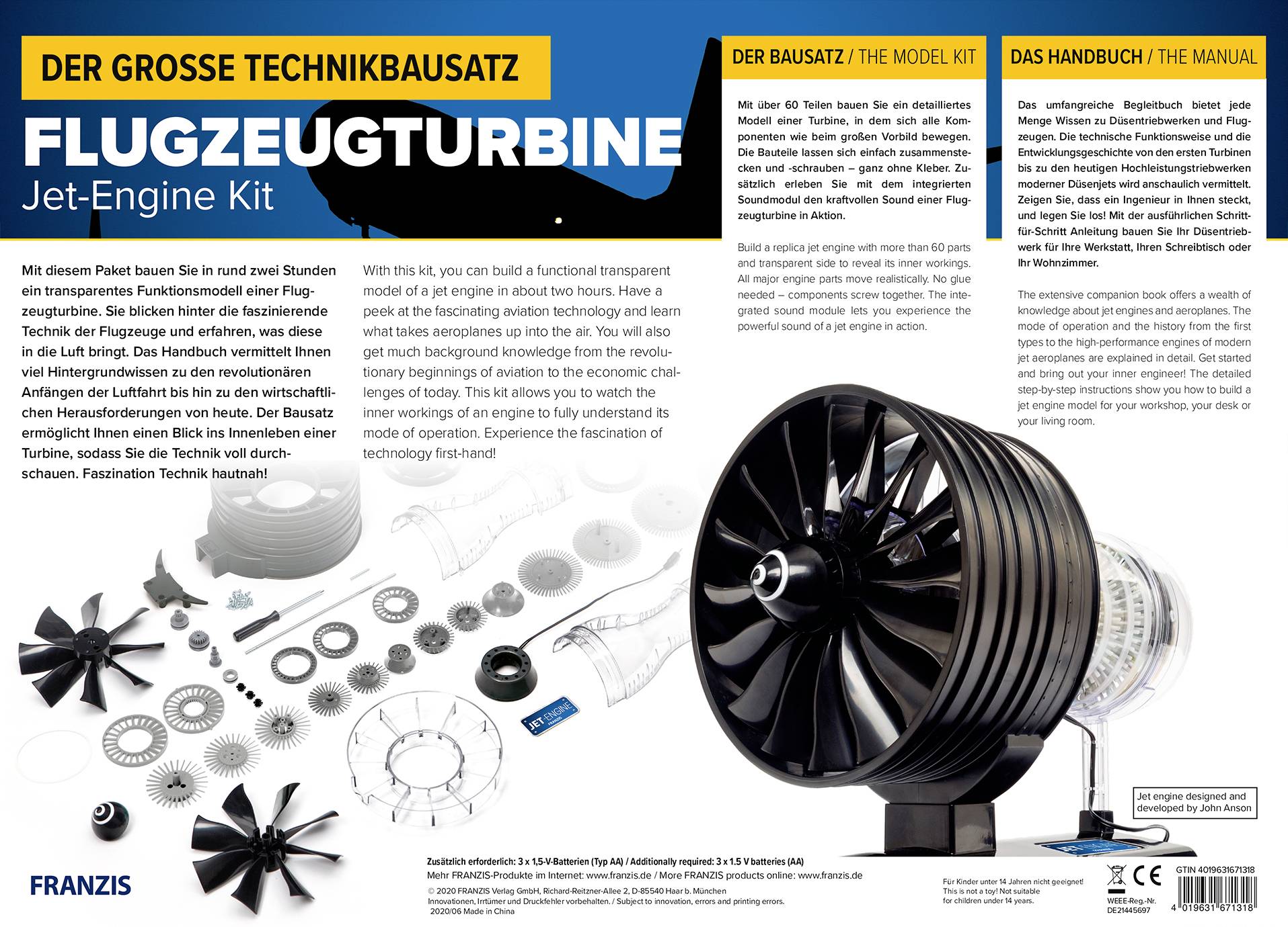FRANZIS Flugzeugturbine 67131 Kit à assembler à partir de 14 ans-5